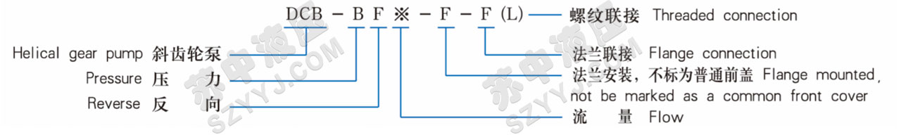 DCB-B160-500F(FL)低噪音大流量齒輪泵(橢圓形)型號說明