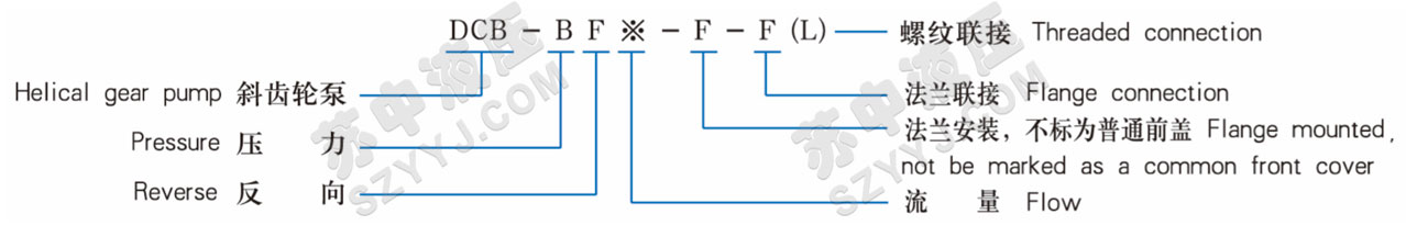 DCB-B600-1000F(FL)低噪音大流量齒輪泵(橢圓形)型號說明